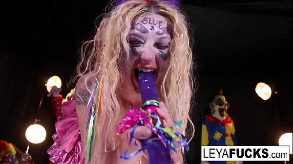 Crazy Clown Leya takes her aggressions out on her pussy