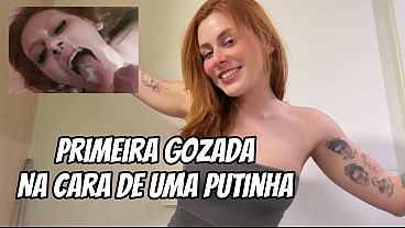 18 years old taking the first milk in the face