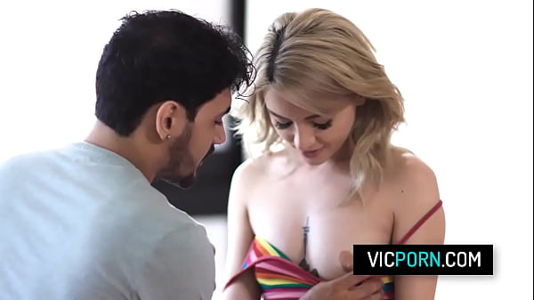 Skinny blonde babe Lola Fae have sneaky sex with her big cock boyfriend