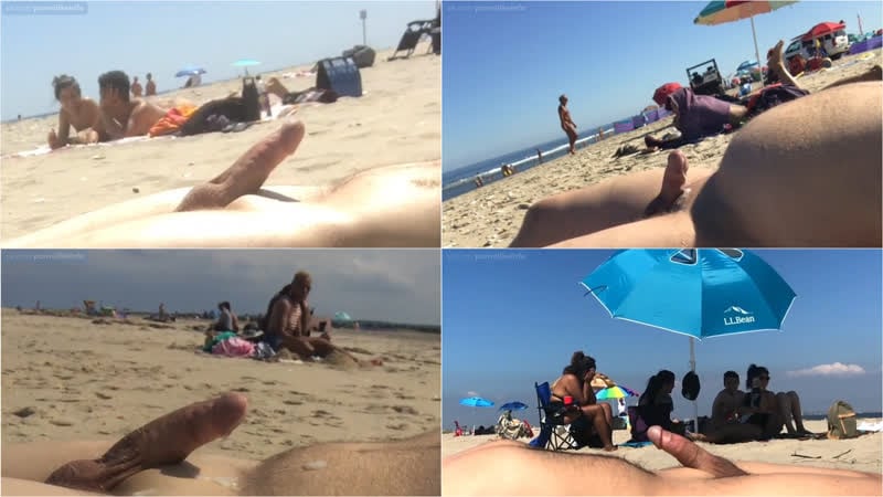Reacción de las chicas ante la erección del pene de un hombre en la playa y la eyaculación con manos libres (corrida, voyeur, playa, amateur, esperma, corridas, nudista)